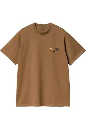 Carhartt Top, Herre, Brun, XS, Bomuld, Brun Logo T-shirt med grafiske prints