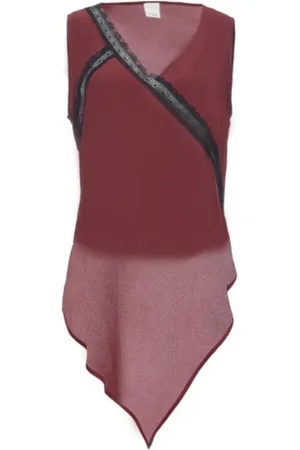 Pinko Top, Dame, Rød, XS, Tyl, Ærmeløs Top Crepe Style Meter