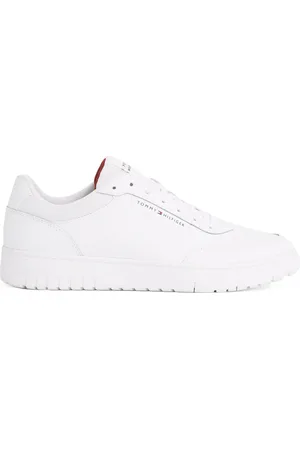 Tommy Hilfiger Sko, Herre, Hvid, 42 EU, Læder, Hvide perforerede læder sneakers med lav top