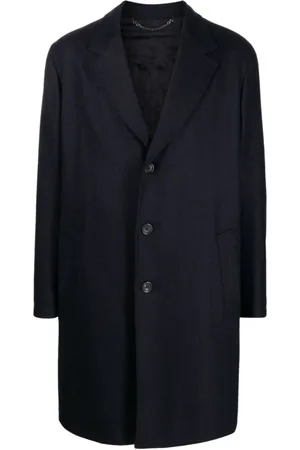 CANALI Frakke, Herre, Sort, XL, Uld, Enkeltknappet lang frakke