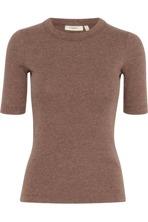 INWEAR Top, Dame, Brun, 2XL, Bomuld, 3/4 Ærme Top