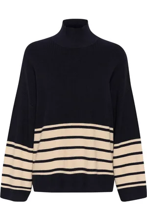 INWEAR Strik, Dame, Blå, S, Uld, Stribet Pullover Sweater