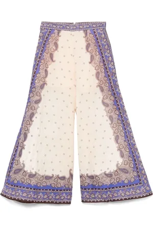 ZIMMERMANN Bukser, Dame, Flerfarvet, M, Maxine Wide Leg Bukser