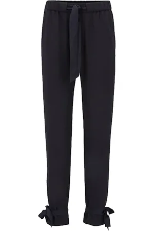 HUGO BOSS Bukser, Dame, Blå, L, Uld, Regular Fit Crepe Bukser