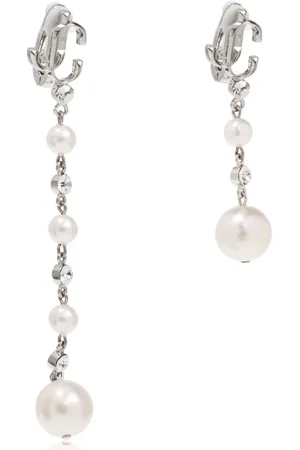 Jimmy Choo Tilbehør, Dame, Grå, ONE SIZE, Pearl Drop Clip On Øreringe