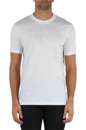 HUGO BOSS Top, Herre, Hvid, L, Bomuld, Slim Fit Merceriseret Bomuldst-shirt