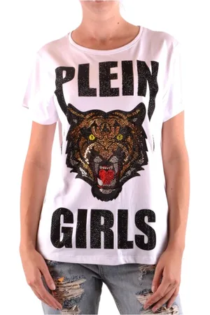 Philipp Plein Top, Dame, Hvid, XS, Bomuld, Unik Print T-shirt