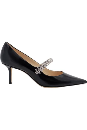 Jimmy Choo Sko, Dame, Sort, 39 EU, Læder, Sort Stiletpumpe med Rhinestone Rem
