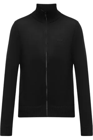 HUGO BOSS Sweathshirts & Hoodies, Herre, Sort, S, Uld, Stilfuld Jakke