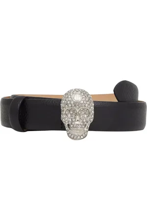 Philipp Plein Tilbehør, Dame, Sort, 75 CM, Skull Buckle Jeweled Belt