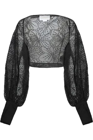 GENNY Bluser & Skjorter, Dame, Sort, XS, Organza, Sort Blomstret Organza Jakke