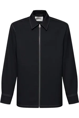 Jil Sander Jakke, Herre, Blå, 3XL, Polyester, Navy Zip-Up Skjortejakke