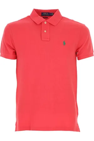 Ralph Lauren Top, Herre, Rød, XS, Bomuld, Slim Fit Piqué Bomuldspoloshirt