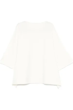 Issey Miyake Bluser & Skjorter, Dame, Hvid, M, Ribbet Firkantet Hals Kjole