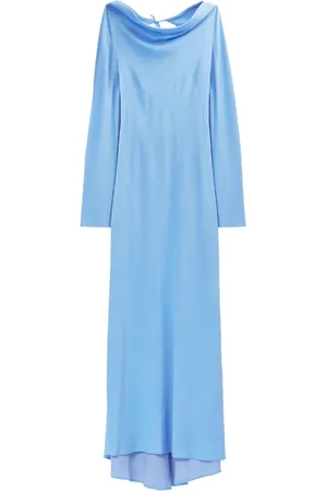 Moschino Kjole, Dame, Blå, M, Lang Crepe Kjole i Blå