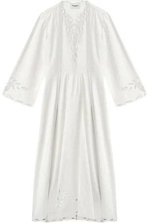 Isabel Marant Kjole, Dame, Hvid, S, Bomuld, Wave Cut V-Neck Kjole Tianny