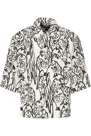 Jacquemus Skjorte, Herre, Flerfarvet, L, Rayon, Fish Print Boxy Skjorte