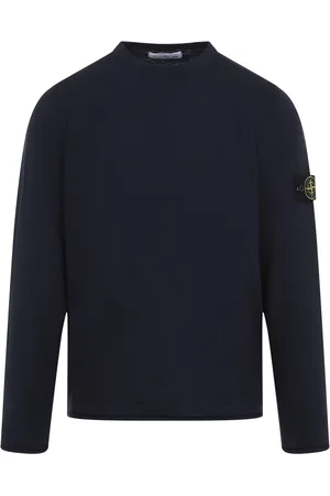 Stone Island Strik, Herre, Blå, M, Bomuld, Navy Blå Crew Neck Sweater