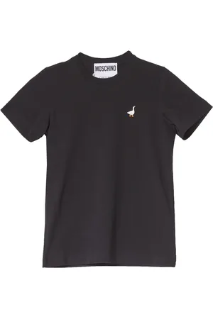 Moschino Top, Dame, Sort, XS, Bomuld, Sort And Broderet Kortærmet T-shirt
