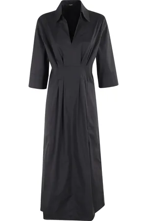 SEVENTY BY SERGIO TEGON Kjole, Dame, Sort, XS, Bomuld, Sort Poplin Bomuld Stretch Kjole