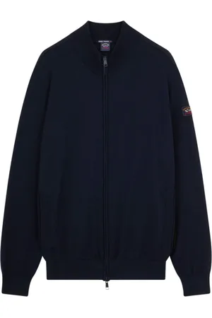 Paul & Shark Strik, Herre, Blå, 2XL, Uld, Cardigan med fuld lynlås