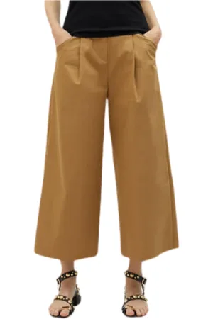 Lola Casademunt Bukser, Dame, Brun, M, Polyester, Wideleg Popel Bukser Kamel