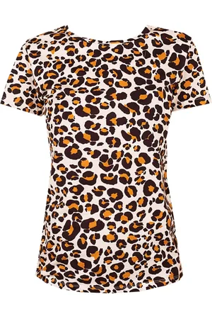 Patrizia Pepe Top, Dame, Brun, S, Uld, Stilfuld T-shirt med dyreprint
