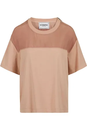 Iceberg Top, Dame, Lyserød, M, Bomuld, Regular-fit blush bomuldsjersey T-shirt med cupro stofindsatser
