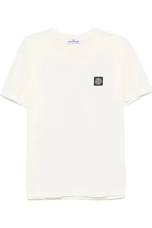 Stone Island Top, Herre, Hvid, XL, Uld, Stilfuld kollektion af T-shirts og poloer