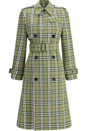 Burberry Frakke, Dame, Grøn, 3XS, Klassisk dobbeltradet frakke med epauletter