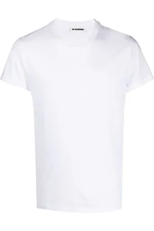 Jil Sander Top, Herre, Hvid, L, Bomuld, Ribstrikket bomulds T-shirt med rund hals
