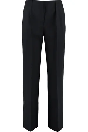Jil Sander Bukser, Dame, Sort, M, Uld, Cropped uldbukser med baglommer
