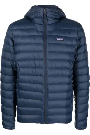 Patagonia Jakke, Herre, Blå, XL, Uld, Hætteforet dunjakke med lynlåslommer