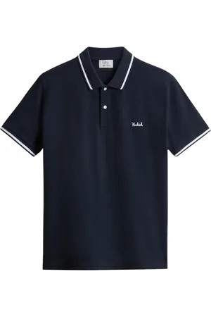 Woolrich Top, Herre, Blå, M, Bomuld, Grafisk Poloskjorte med Stribede Detaljer