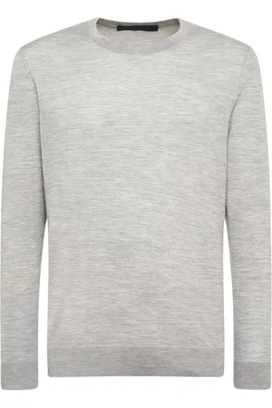 Kiton Strik, Herre, Grå, M, Uld, Crew Neck Pullover