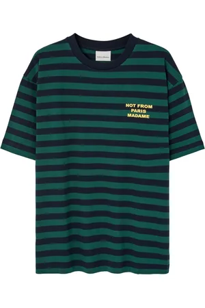 Drôle de Monsieur Top, Herre, Flerfarvet, XL, Bomuld, Moderne Slogan T-shirt i Grøn og Marineblå