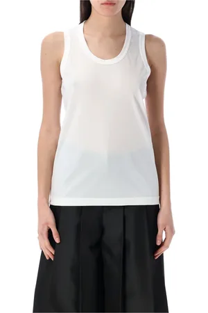 Comme des Garçons Top, Dame, Hvid, M, Uld, Hvid Tank Top U-Hals Ærmeløs