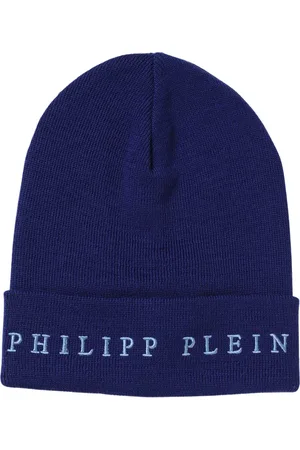 Philipp Plein Tilbehør, Herre, Blå, ONE SIZE, Uld, Logo Cap