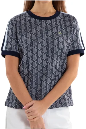 Lacoste Top, Dame, Grå, S, Uld, Stilfuld Monogram T-shirt
