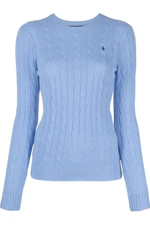Ralph Lauren Strik, Dame, Blå, M, Tidløs Rundhalset Strikket Pullover
