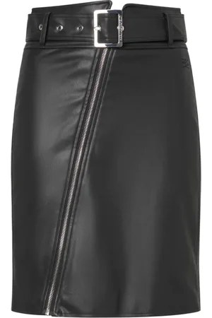 Karl Lagerfeld Nederdel, Dame, Sort, M, Læder, Modern Bold Skirt i Lædereffekt