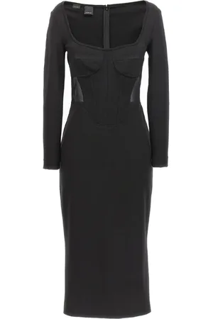 Pinko Kjole, Dame, Sort, L, Polyester, Sort Midi Kjole