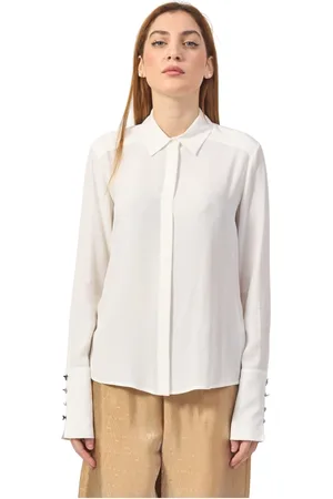 Patrizia Pepe Bluser & Skjorter, Dame, Hvid, XS, Uld, Essential Skjorte med Flueknapper