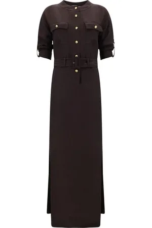 Tom Ford Kjole, Dame, Brun, XS, Justerbar Talje Lang Kjole med Knapper foran