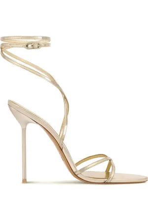 PARIS TEXAS Sko, Dame, Gul, 38 EU, Uld, Gyldne Mirror Lace-Up Pin Heel Sandaler