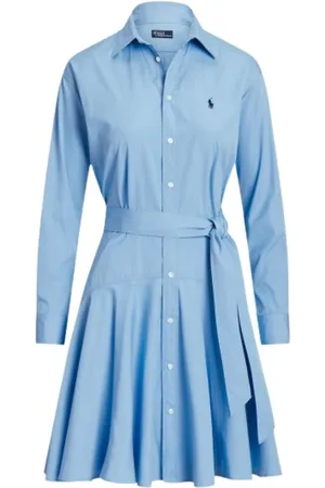 Ralph Lauren Kjole, Dame, Blå, 3XS, Bomuld, Flared Cotton Poplin Skjortekjole