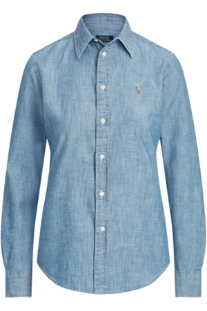 Ralph Lauren Bluser & Skjorter, Dame, Blå, XS, Bomuld, Georgia Chambray Skjorte