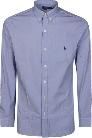 Ralph Lauren Skjorte, Herre, Blå, S, Bomuld, Stretch Poplin Hairline Skjorte