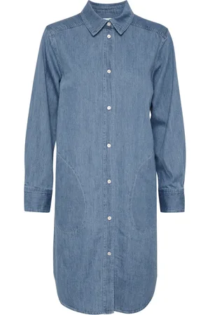 Part Two Kjole, Dame, Blå, XL, Denim, Denimkjole med lange ærmer