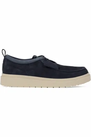 Clarks Sko, Herre, Blå, 42 EU, Læder, Blå Læder Sneakers med Gummisål